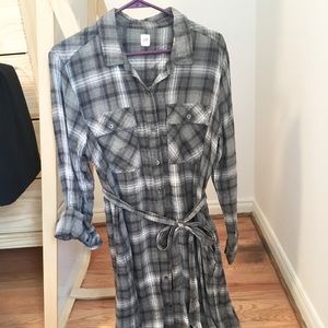 Gray flannel midi dress